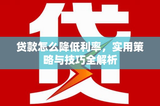 循化贷款怎么降低利率，实用策略与技巧全解析