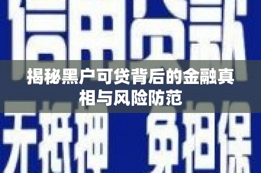 循化揭秘黑户可贷背后的金融真相与风险防范