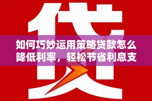 循化如何巧妙运用策略贷款怎么降低利率，轻松节省利息支出