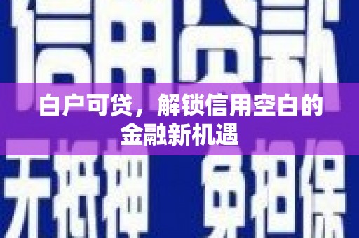 循化白户可贷，解锁信用空白的金融新机遇
