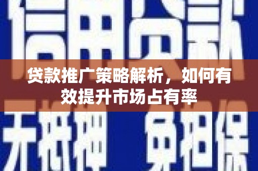 循化贷款推广策略解析，如何有效提升市场占有率