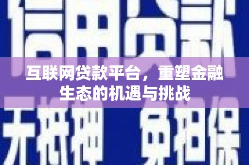 循化互联网贷款平台，重塑金融生态的机遇与挑战