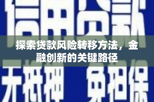 循化探索贷款风险转移方法，金融创新的关键路径
